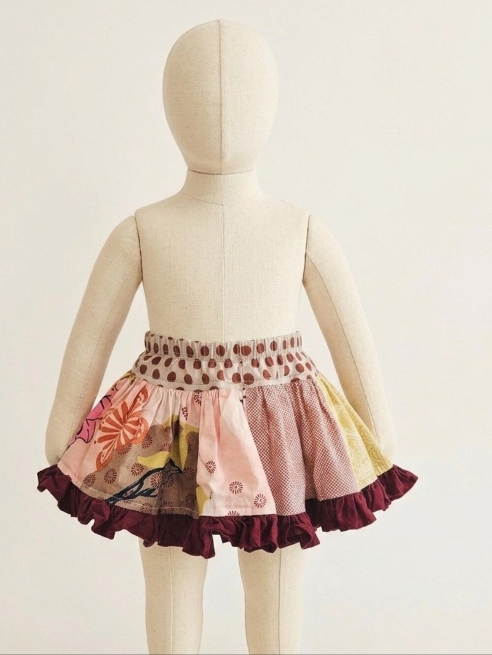 Persnickety Floral Patchwork Skirt with Ruffle Hem- 3-6 Months